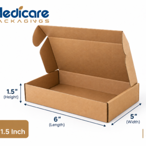 3 Ply Brown Flap Corrugated Box – 6 × 5 × 1.5 Inch
